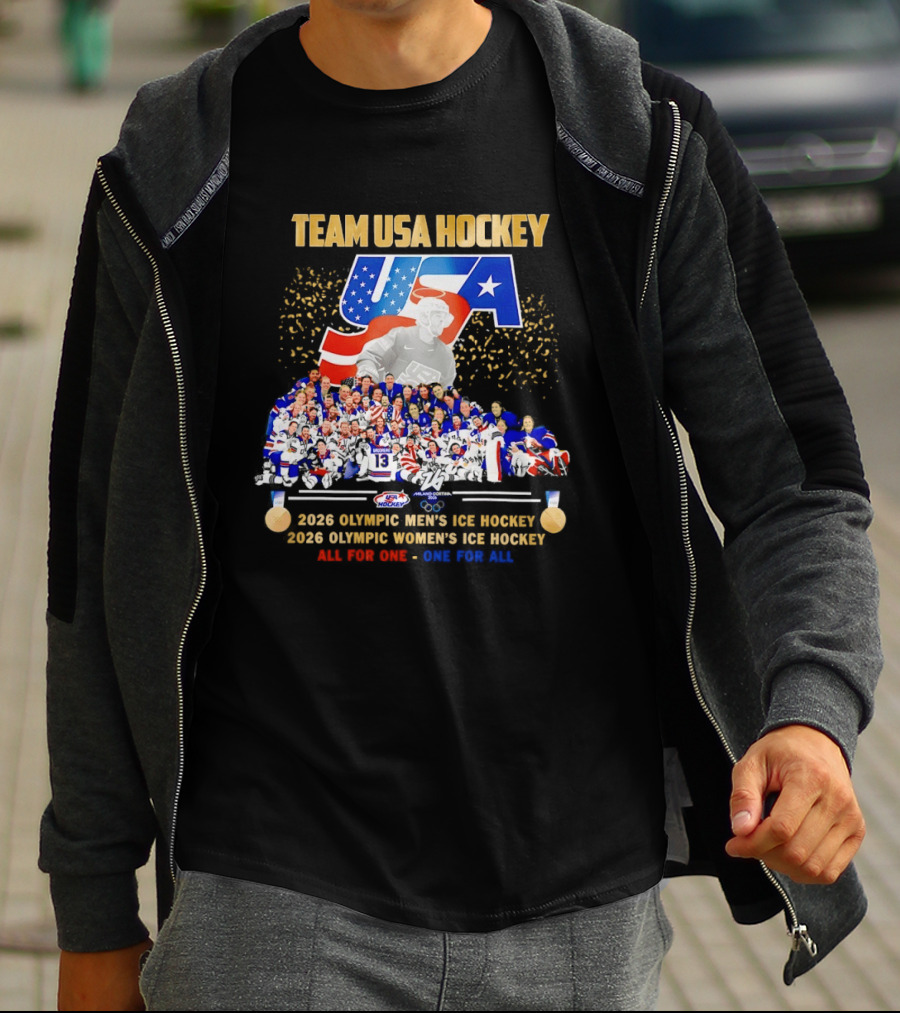 Team USA Hockey 2026 Olympic Men's Women's Ice Hockey All For One One For All T-Shirt