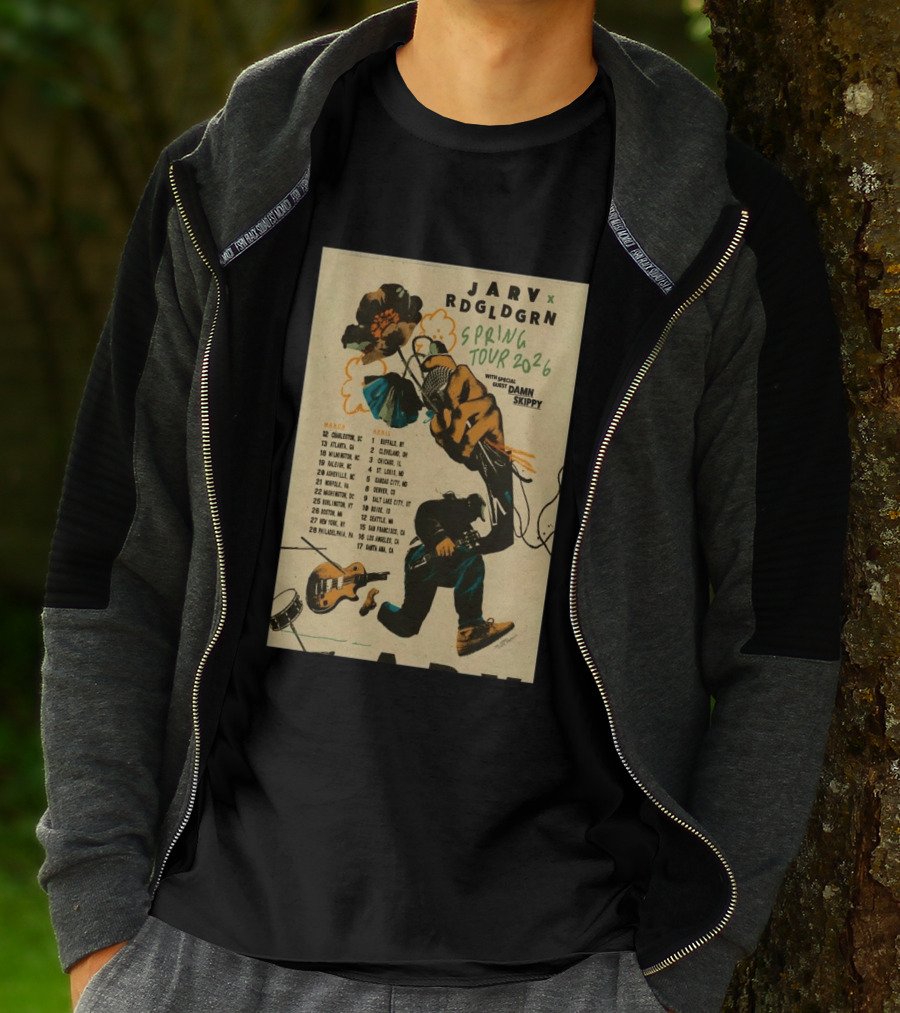 JARV RDGLDGRN Spring Tour 2026 With Guest Damn Skippy Tour Dates T-Shirt