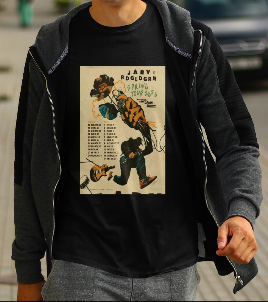 JARV RDGLDGRN Spring Tour 2026 With Guest Damn Skippy Tour Dates T-Shirt