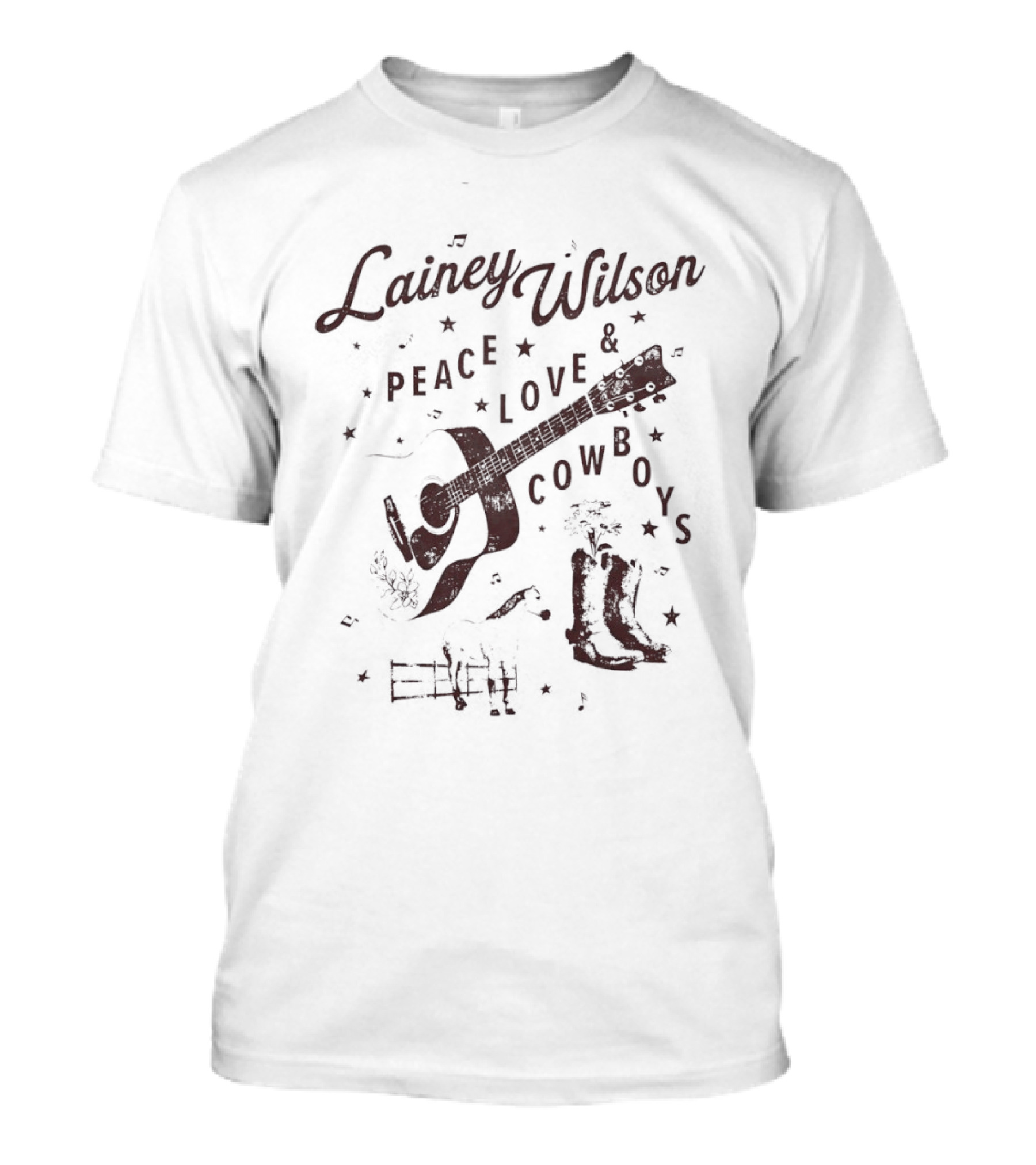 Lainey Wilson Peace Love And Cowboys Guitar Artistry T-Shirt