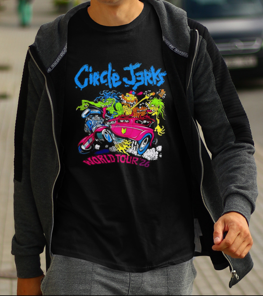 Circle Jerks World Tour 2026 Hot Rod Cartoon T-Shirt