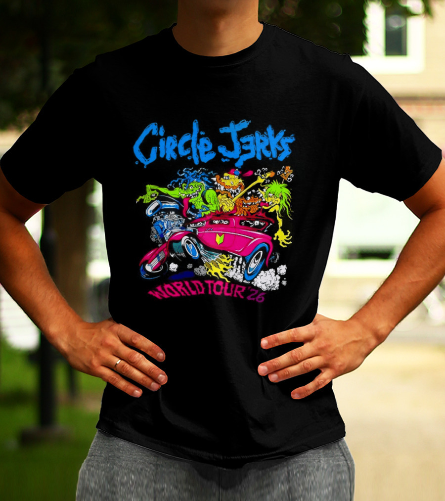 Circle Jerks World Tour 2026 Hot Rod Cartoon T-Shirt