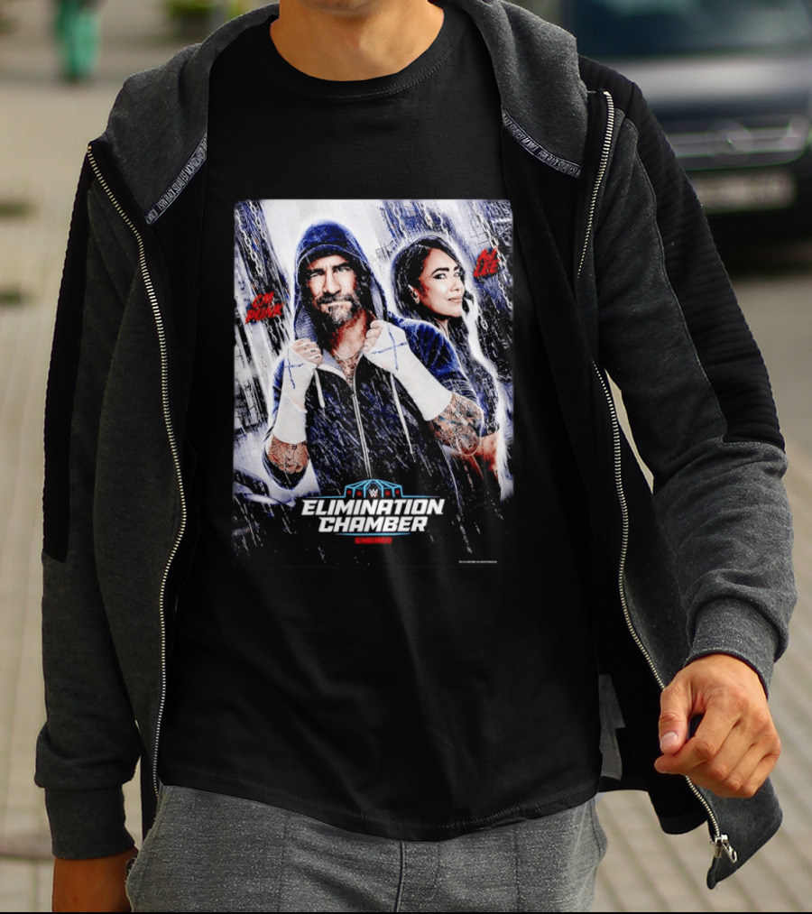 CM Punk AJ Lee WWE Elimination Chamber 2026 Chicago Event T-Shirt