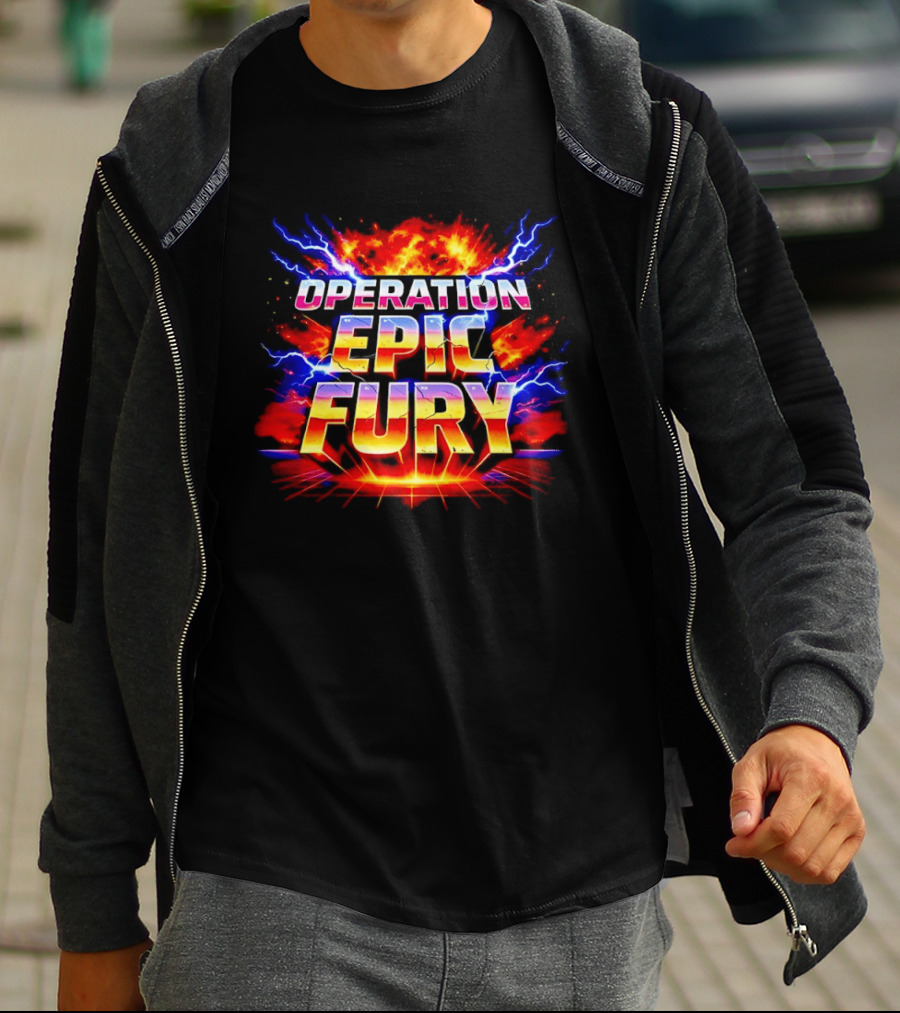 Patriotic USA Operation Epic Fury Lightning Burst T-Shirt