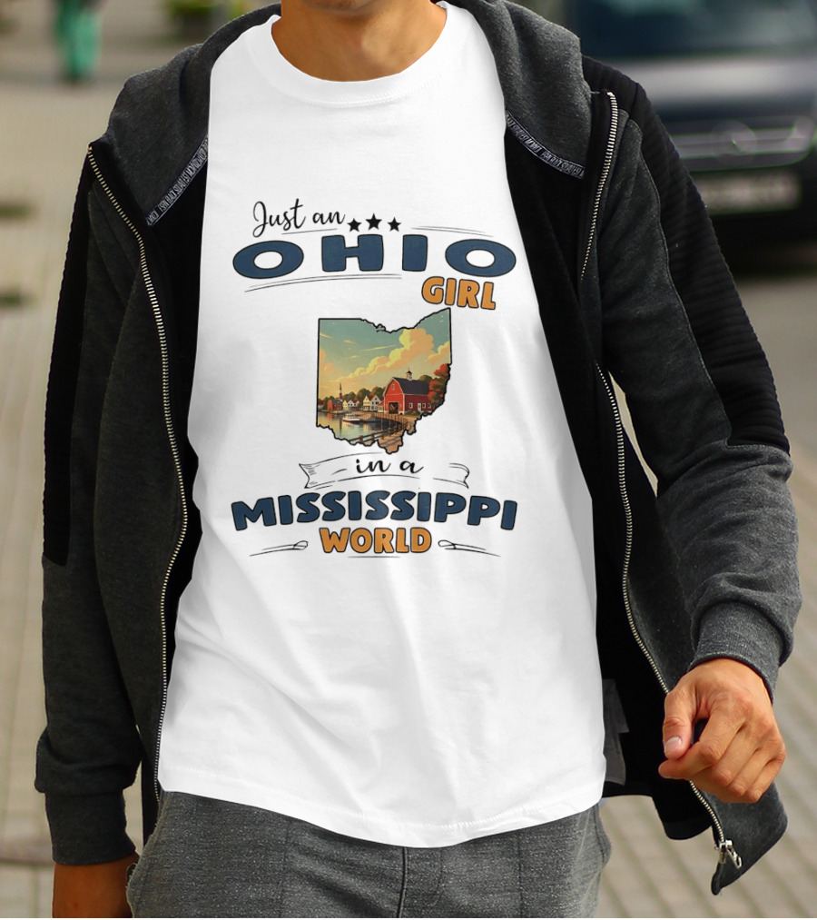 Just An Ohio Girl In A Mississippi World Ohio Map Scene T-Shirt
