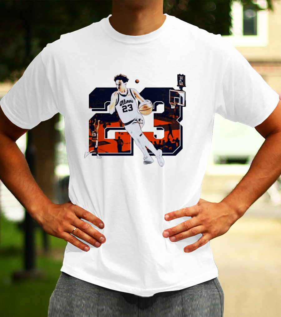 Illinois Fighting Illini Basketball Keaton Wagler 23 Number Dunk T-Shirt