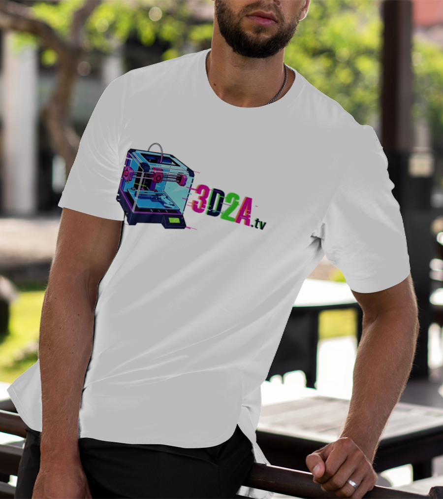 3DZA TV 3D Printer Neon Glitch Aesthetic T-Shirt