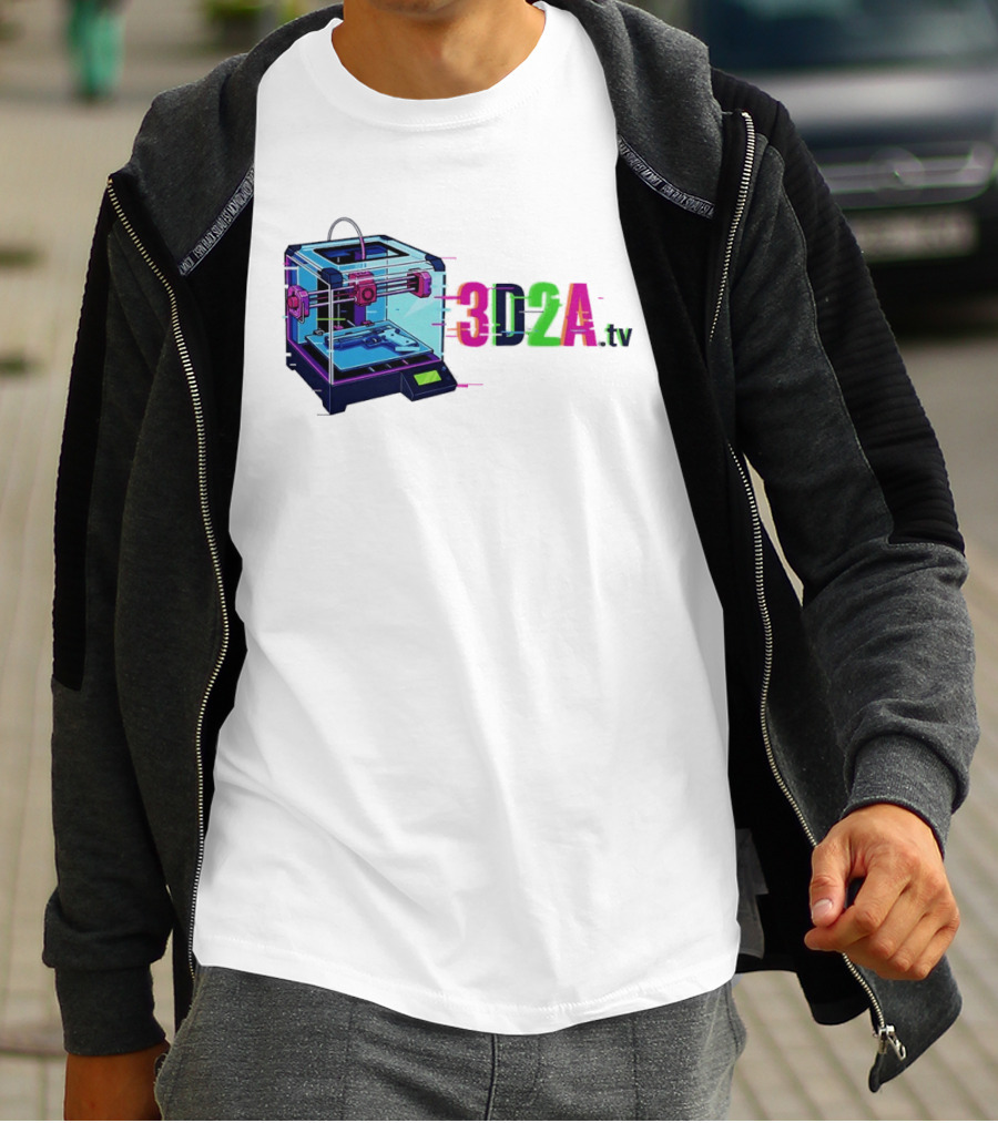 3DZA TV 3D Printer Neon Glitch Aesthetic T-Shirt