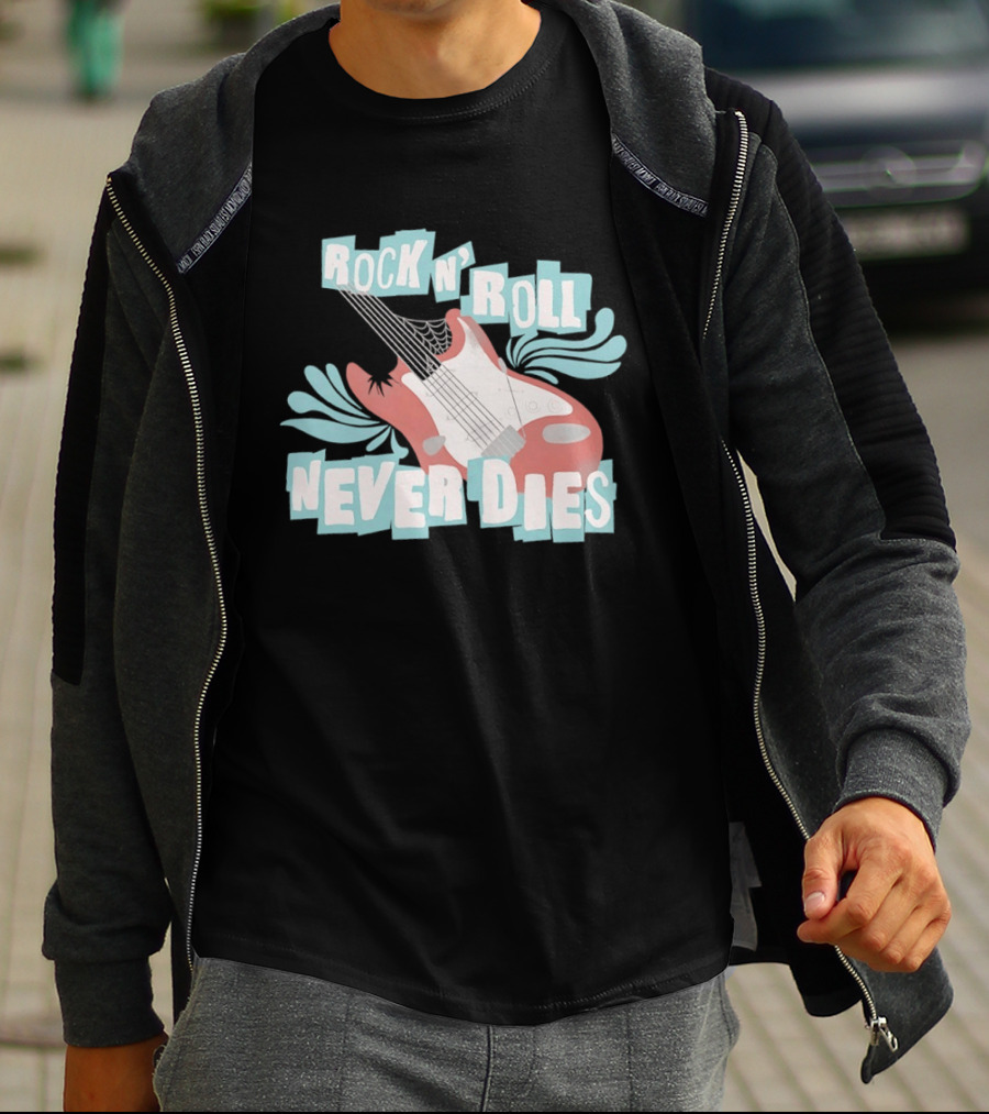 Rock N' Roll Never Dies Electric Guitar T-Shirt