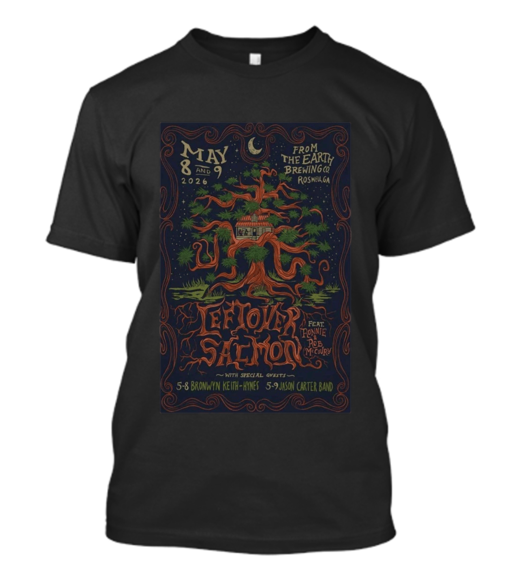 May 8 9 2026 Leftover Salmon From The Earth Brewing Co Roswell GA Featuring Ronnie And Rob McCoury T-Shirt