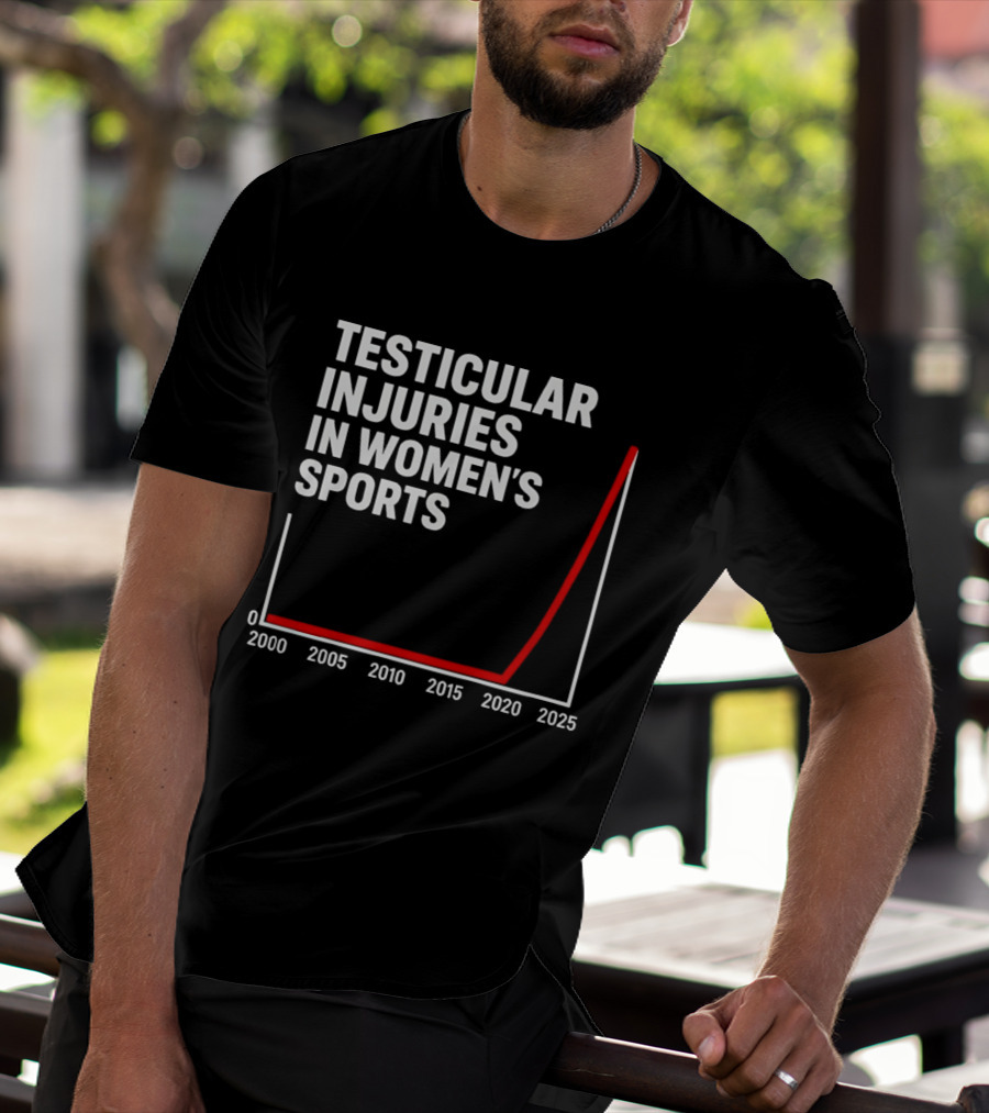 Testicular Injuries In Women's Sports Satirical Chart 2000 2025 Trend Analysis T-Shirt
