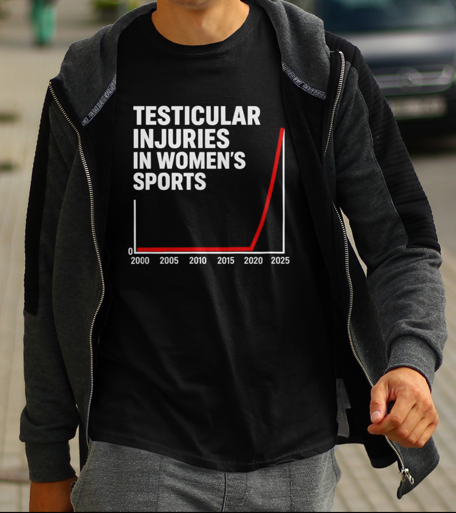 Testicular Injuries In Women's Sports Satirical Chart 2000 2025 Trend Analysis T-Shirt