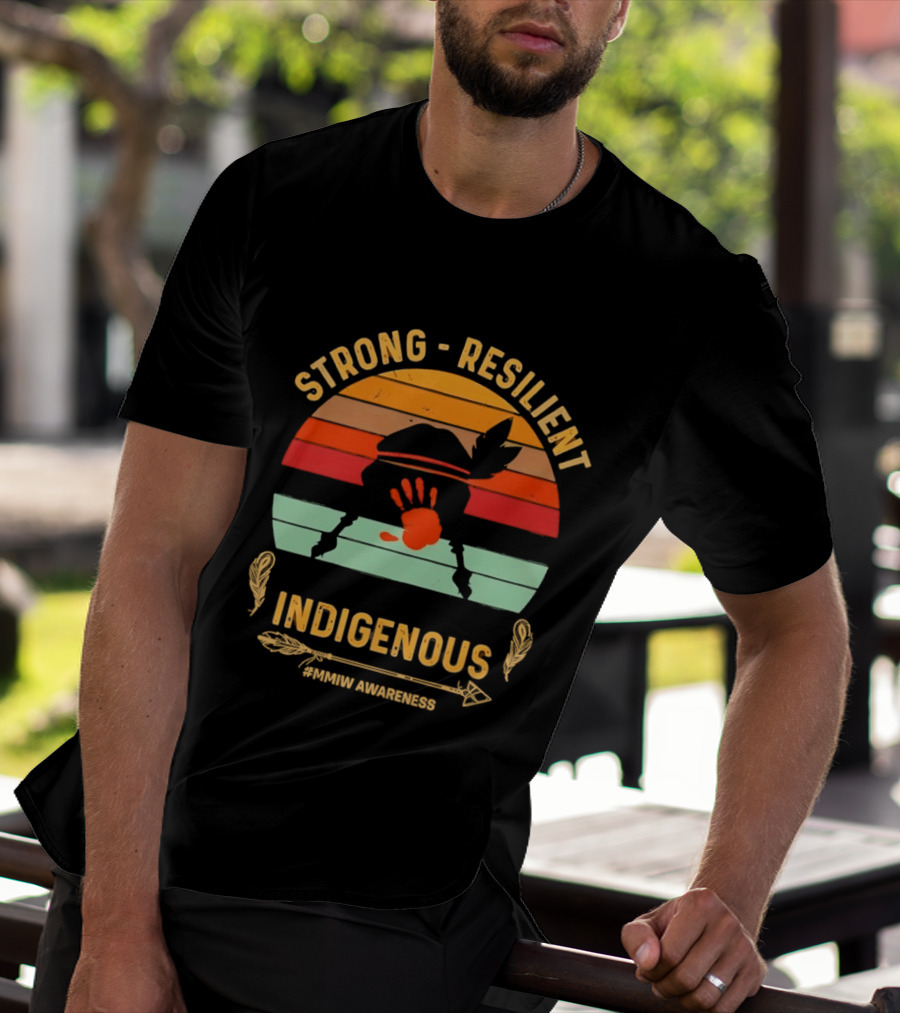 Strong Resilient Indigenous Awareness Handprint Sunset T-Shirt