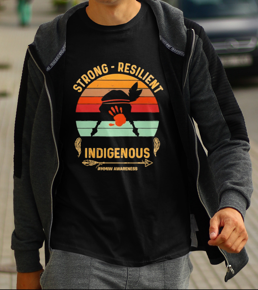 Strong Resilient Indigenous Awareness Handprint Sunset T-Shirt