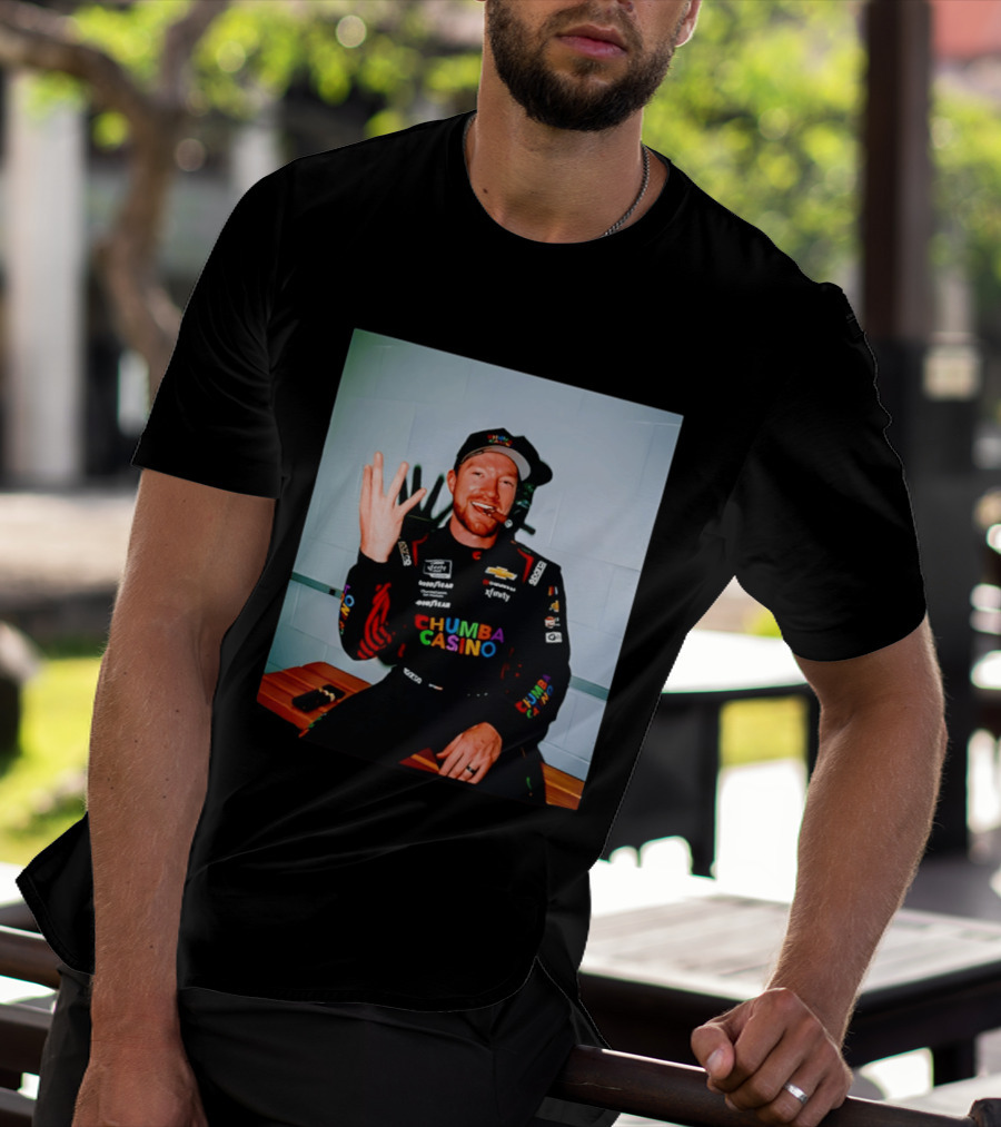 Tyler Reddick Three Peat Chumba Casino Racing Suit And Cigar Celebration T-Shirt