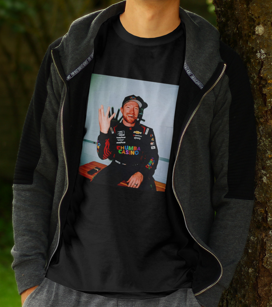 Tyler Reddick Three Peat Chumba Casino Racing Suit And Cigar Celebration T-Shirt