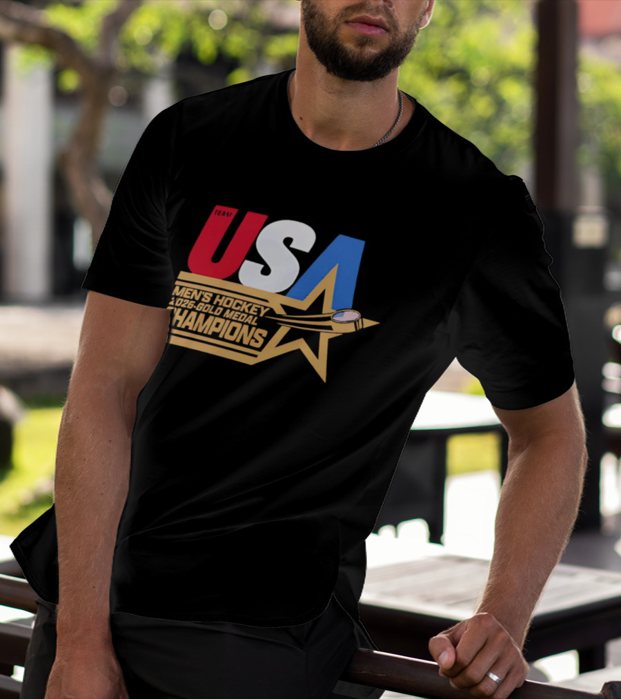 USA Men's Hockey 2026 Gold Medal Champions Star T-Shirt
