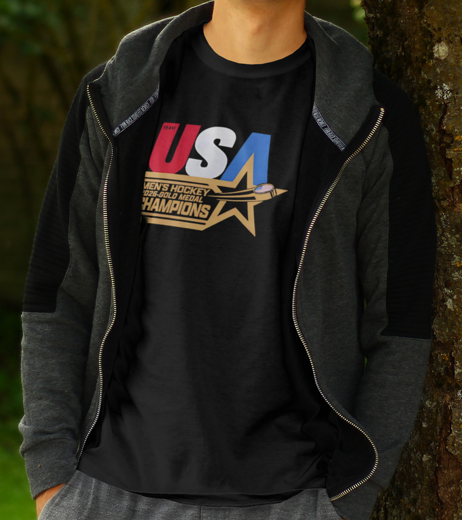 USA Men's Hockey 2026 Gold Medal Champions Star T-Shirt