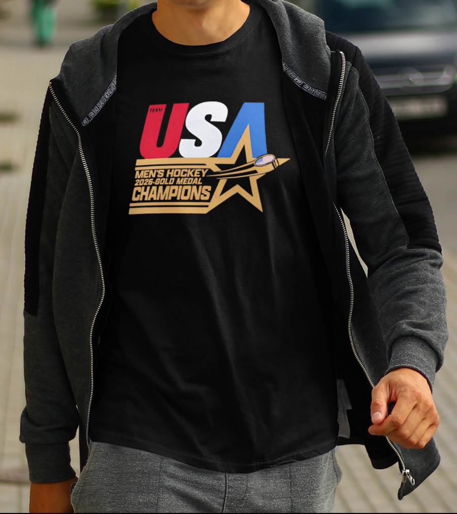USA Men's Hockey 2026 Gold Medal Champions Star T-Shirt