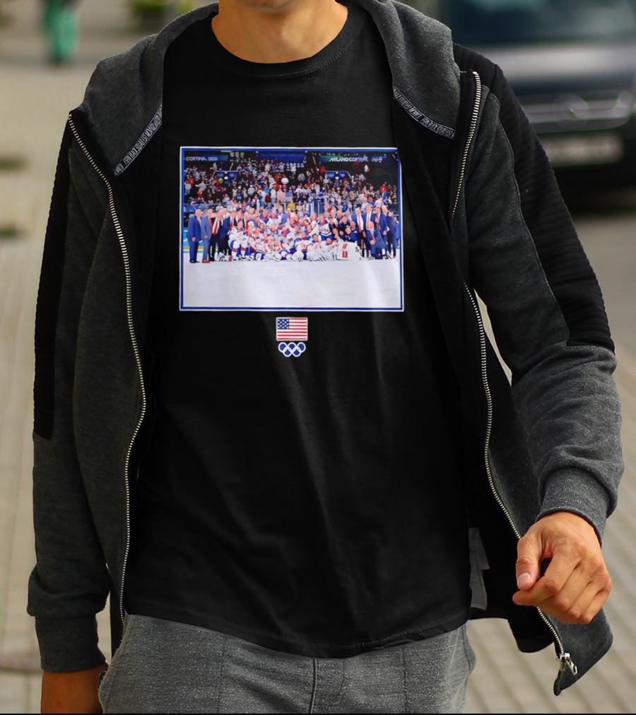 US Men's Olympic Hockey Team Cortina Milano Winter Games Victory T-Shirt