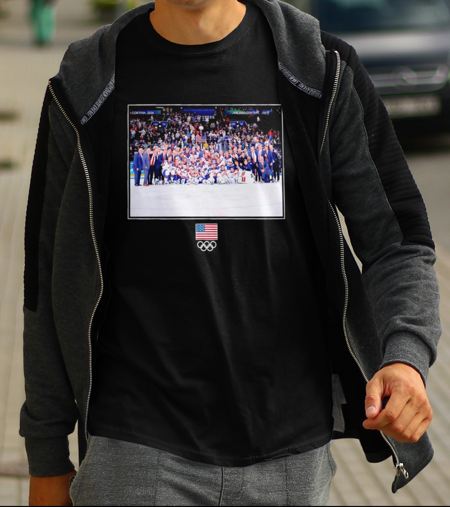 USA Hockey Team Cortina Milano 2026 Olympic Celebration T-Shirt