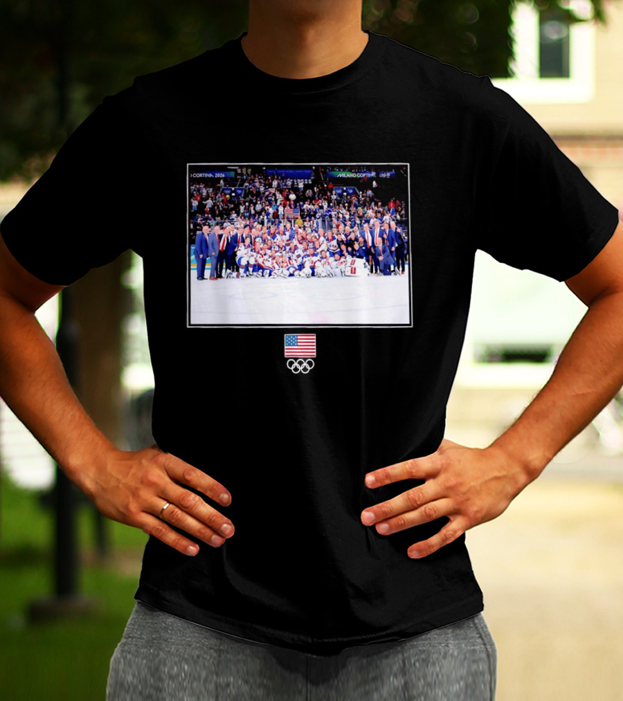 USA Hockey Team Cortina Milano 2026 Olympic Celebration T-Shirt