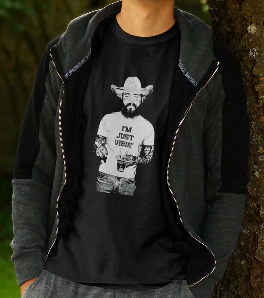 Post Malone Western Posty Cowboy Hat I'm Just Vibin T-Shirt