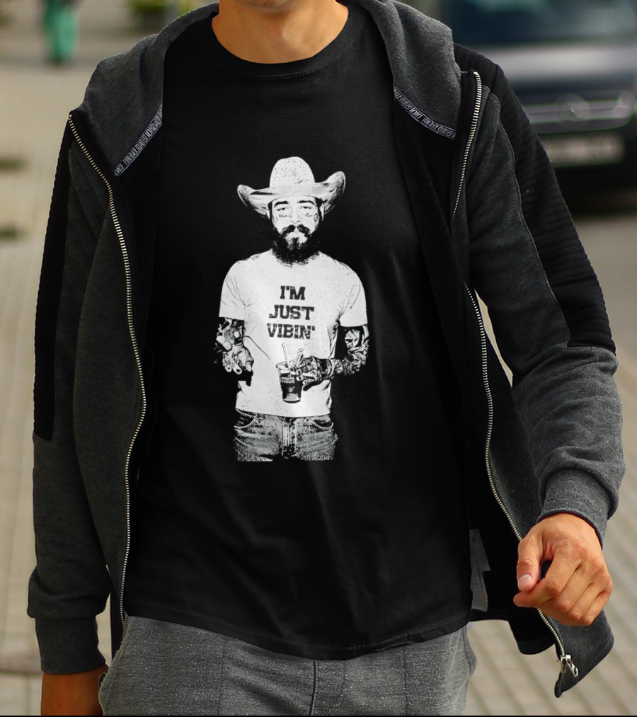 Post Malone Western Posty Cowboy Hat I'm Just Vibin T-Shirt