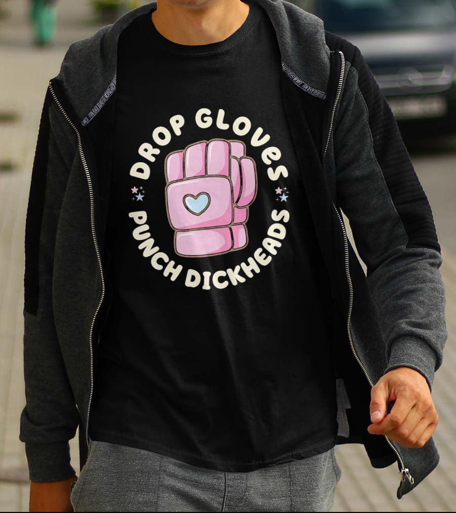Drop Gloves Punch Dickheads Pink Glove Heart T-Shirt