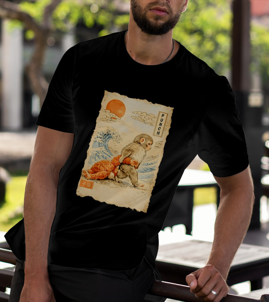 Punch Monkey Ukiyo E Wave Sun Kanji T-Shirt