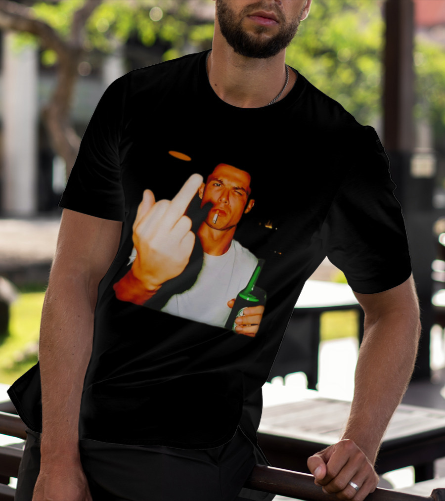 Cristiano Ronaldo Middle Finger Smoking Drinking After Hours T-Shirt