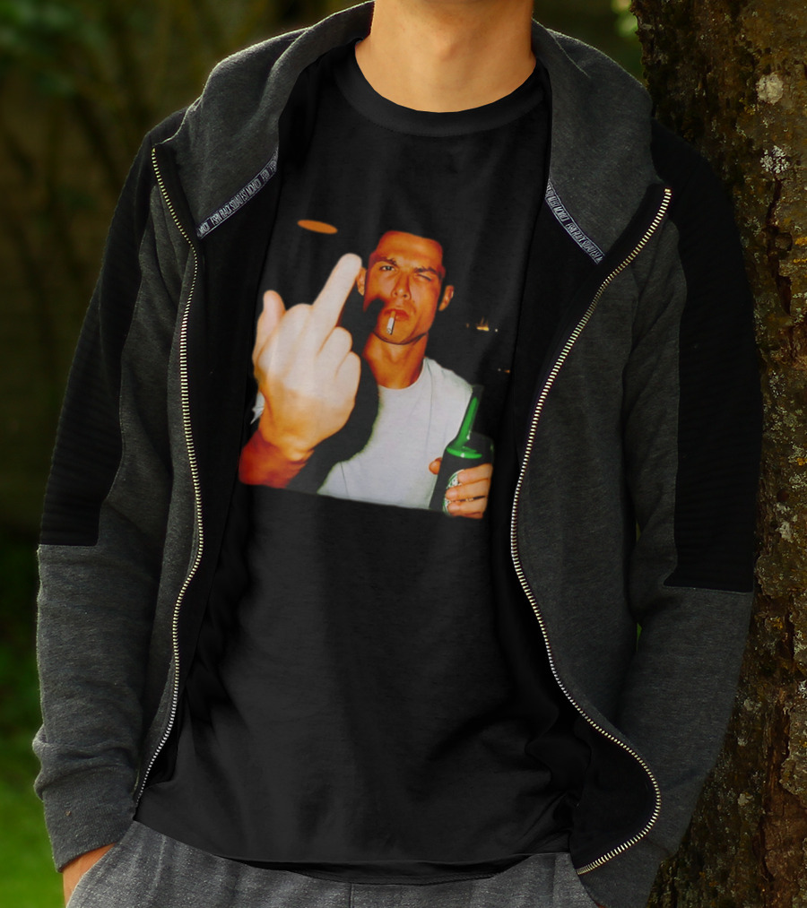 Cristiano Ronaldo Middle Finger Smoking Drinking After Hours T-Shirt