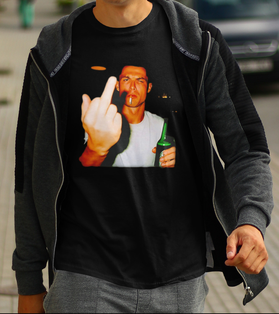 Cristiano Ronaldo Middle Finger Smoking Drinking After Hours T-Shirt