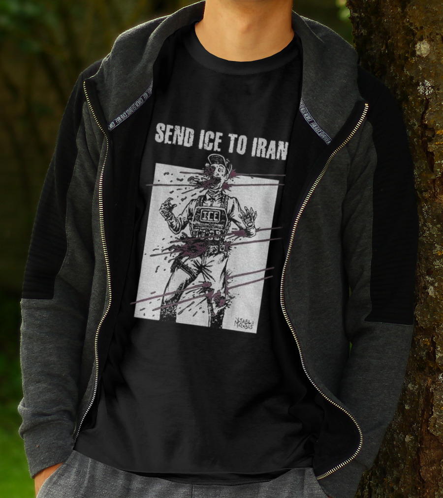 Send Ice To Iran Pink Paint Streaks T-Shirt