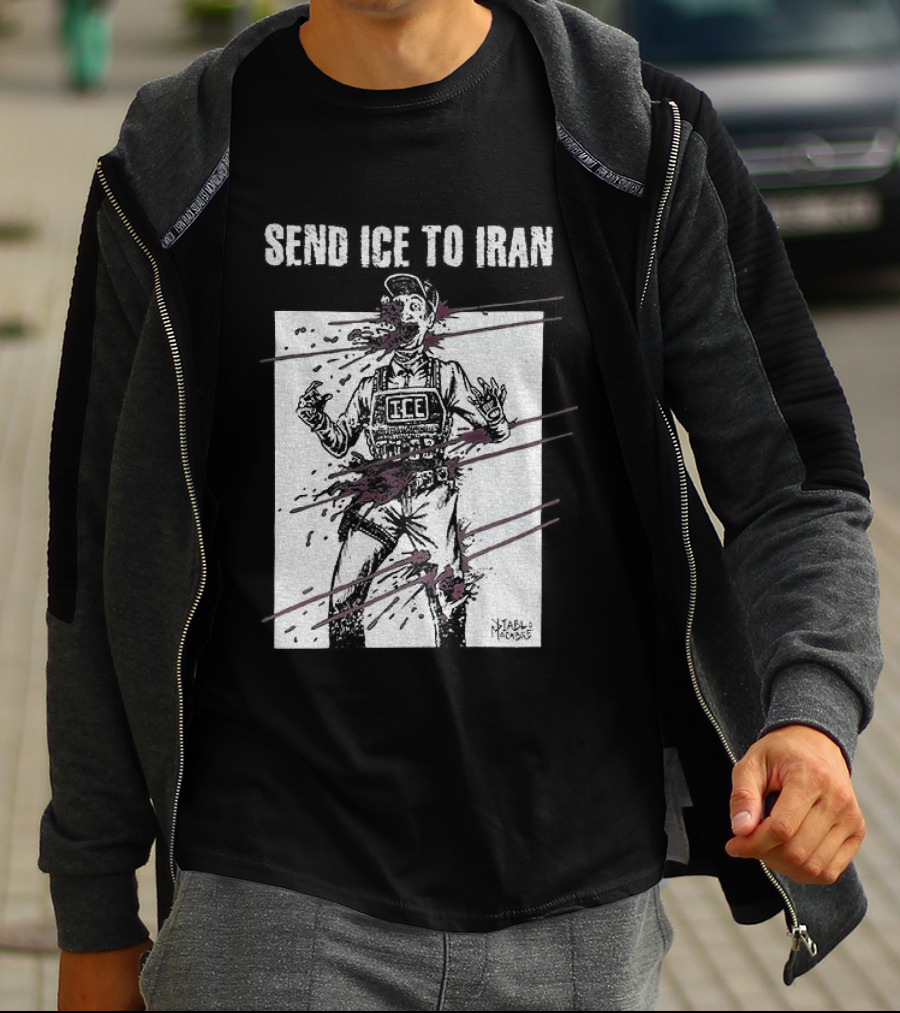 Send Ice To Iran Pink Paint Streaks T-Shirt