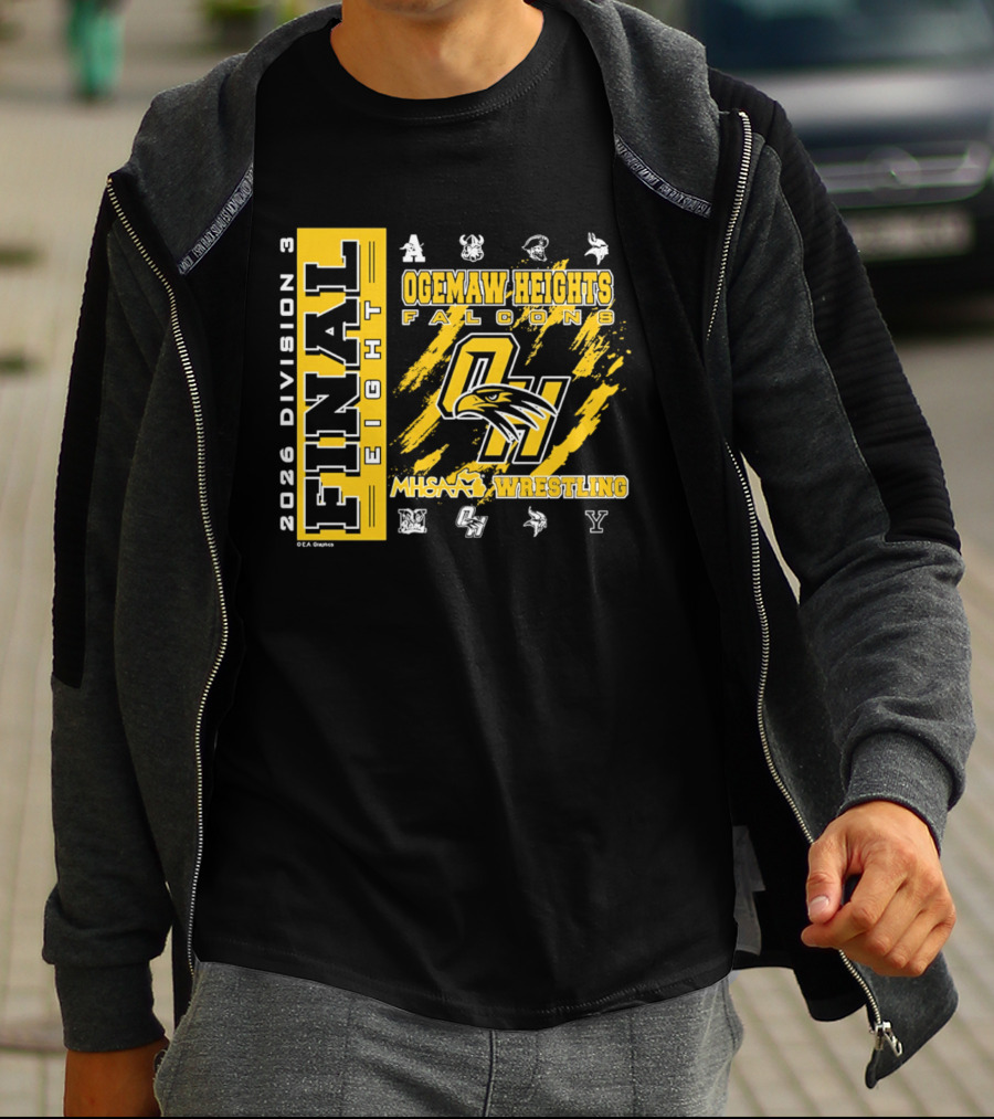 Ogemaw Heights Falcons 2026 Division 3 Final Eight MHSAA Wrestling T-Shirt