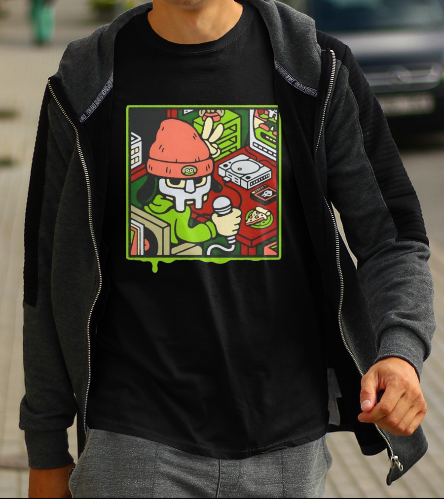PaRappa The Rapper MF Doom Crossover Video Games Music Iconic Character Pizza Scene T-Shirt