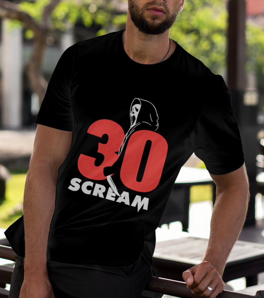 30 Scream Ghost Mask Scythe T-Shirt