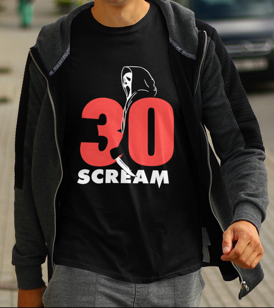 30 Scream Ghost Mask Scythe T-Shirt