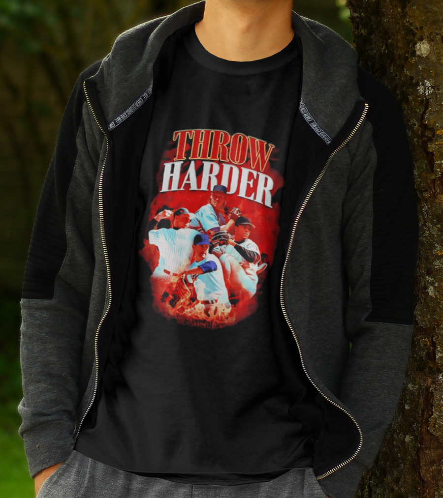 Throw Harder Baseball Players With Fire T-Shirt