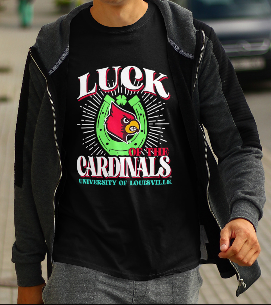 Luck Of The Cardinals University Of Louisville Horseshoe Bird T-Shirt