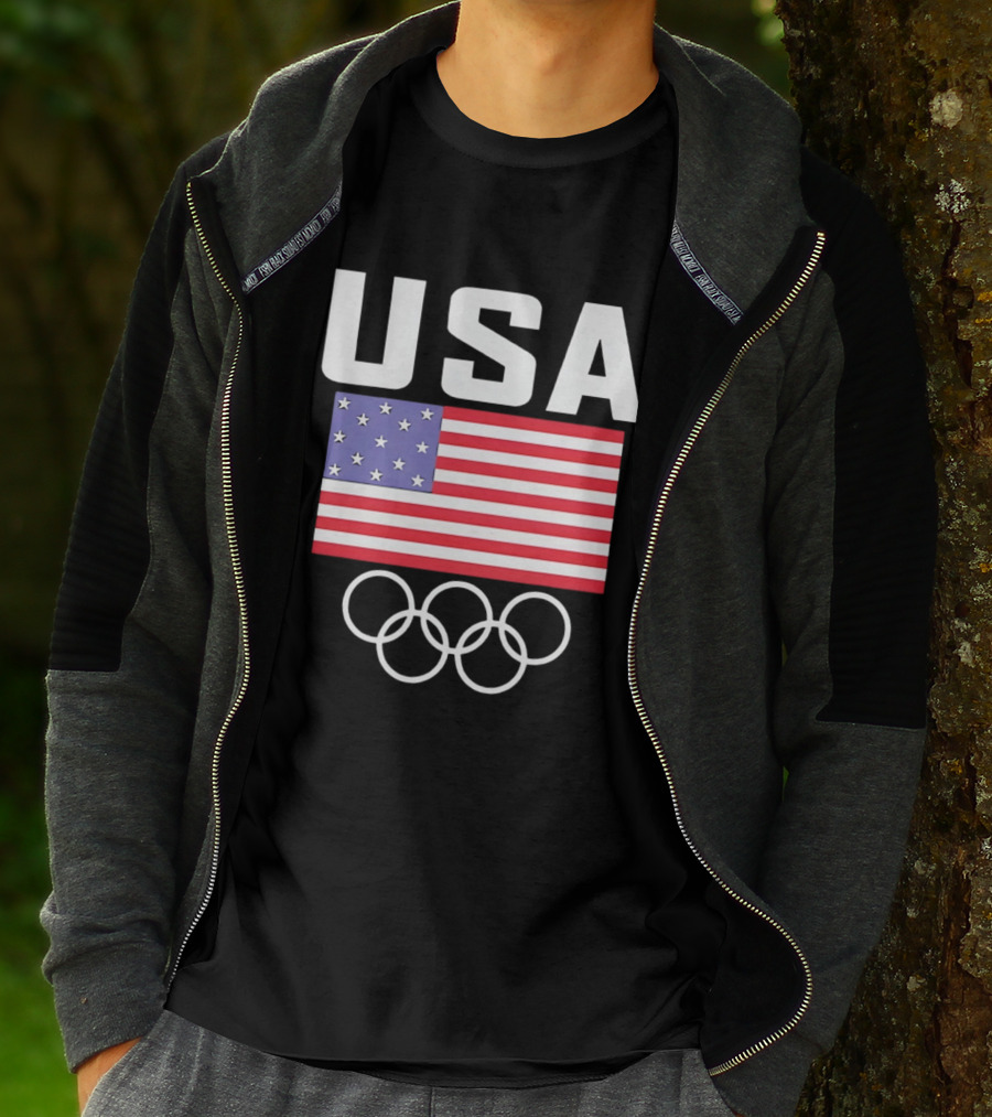 USA American Flag Olympic Rings T-Shirt
