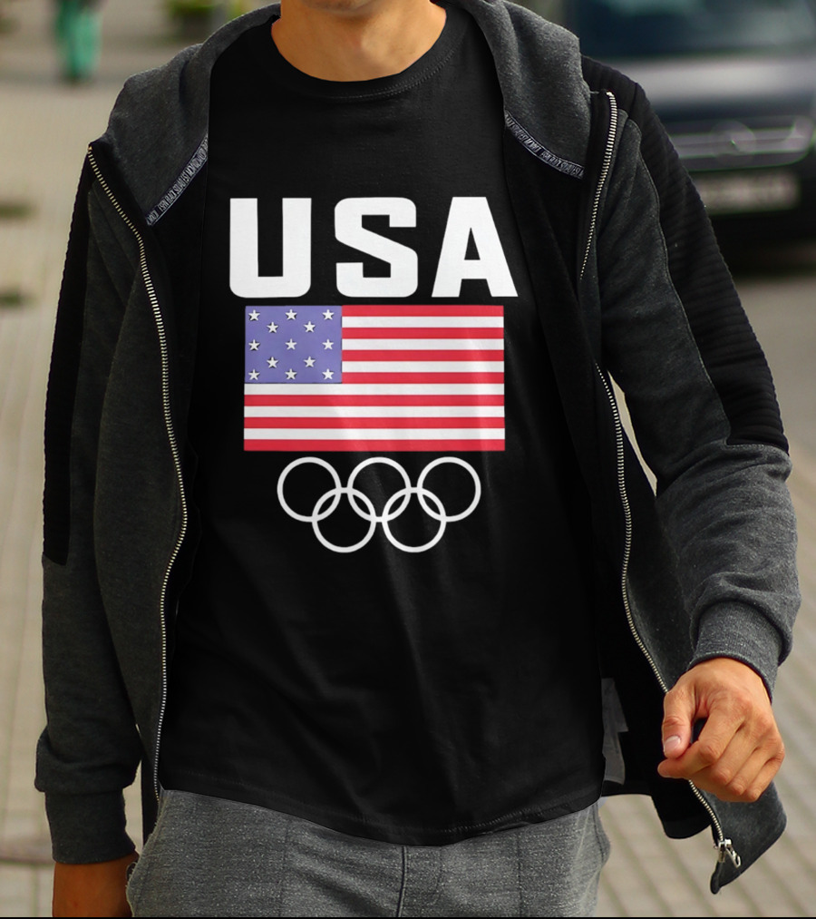 USA American Flag Olympic Rings T-Shirt
