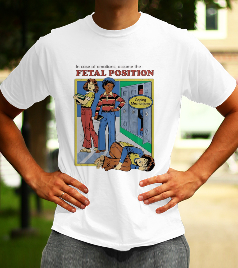 Coping Mechanisms Fetal Position Retro School Locker Scene T-Shirt