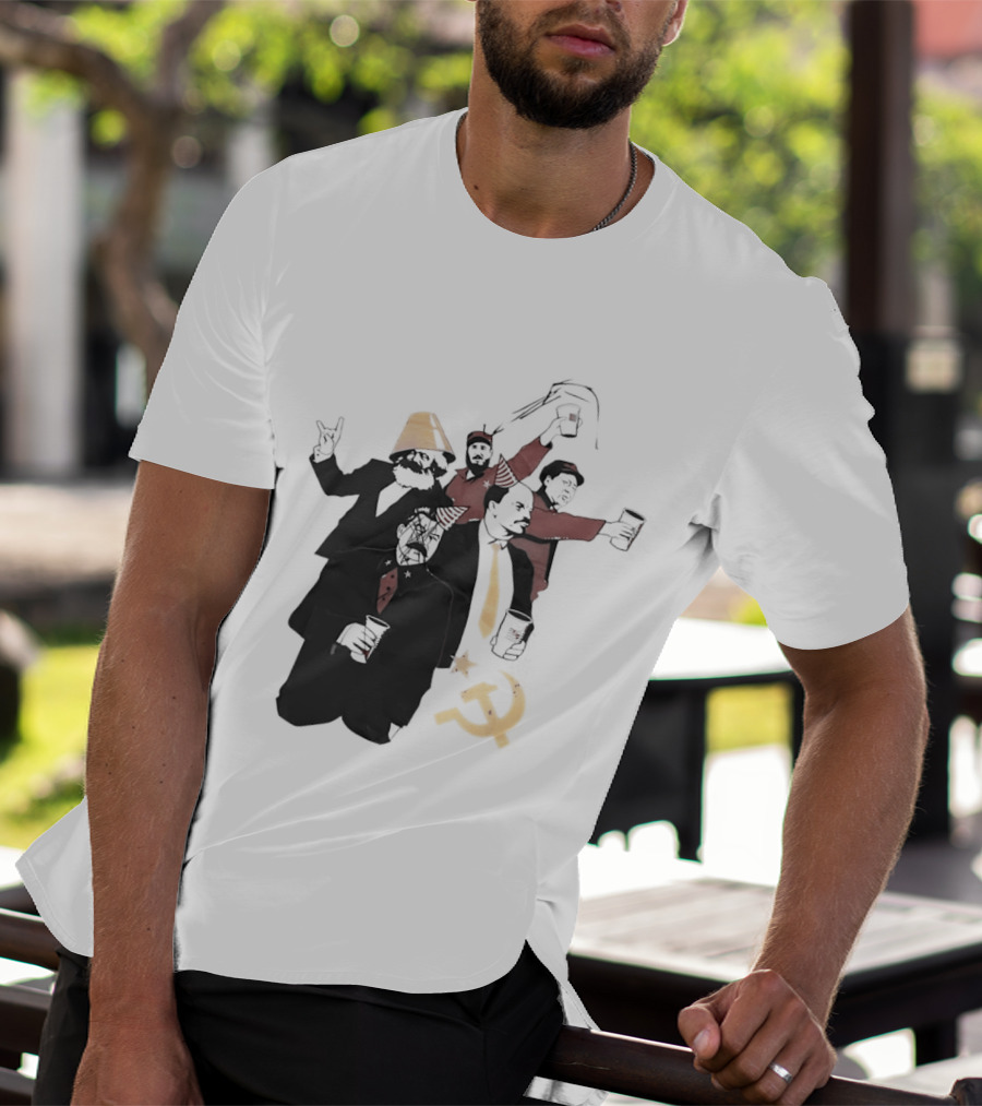 Drunk Karl Marx Vladimir Lenin Joseph Stalin Mao Zedong Fidel Castro Party Communist Humor Lamp Hat T-Shirt