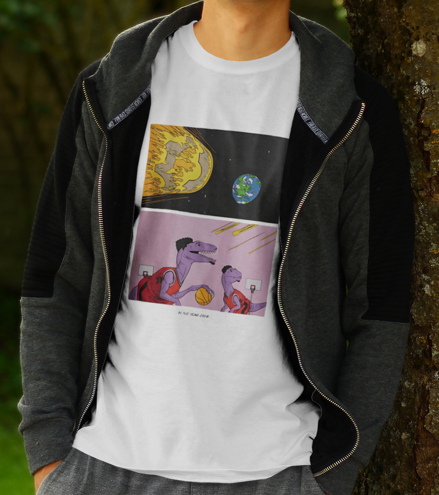 LeBron James Raptors Dinosaurs Meteor Basketball 2018 T-Shirt