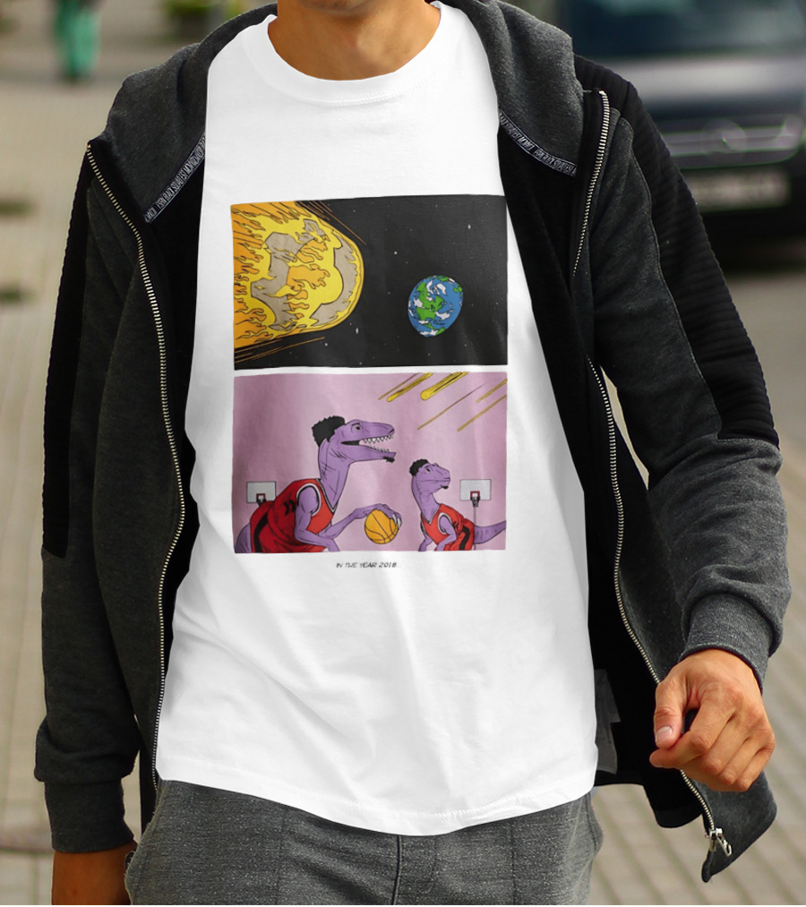 LeBron James Raptors Dinosaurs Meteor Basketball 2018 T-Shirt