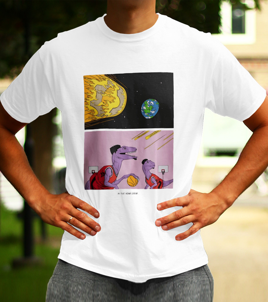 LeBron James Raptors Dinosaurs Meteor Basketball 2018 T-Shirt