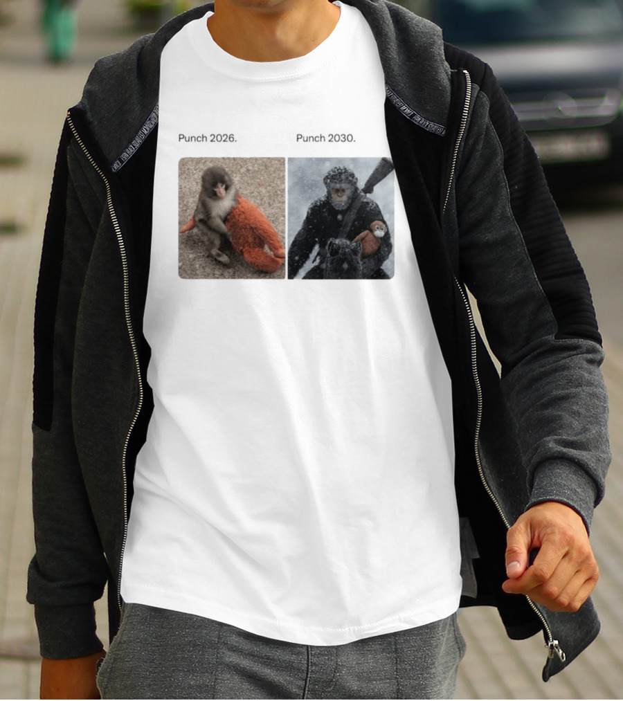 Monkey Punch 2026 X Punch 2030 Snowy Monkey Warrior With Red Toy Baton T-Shirt