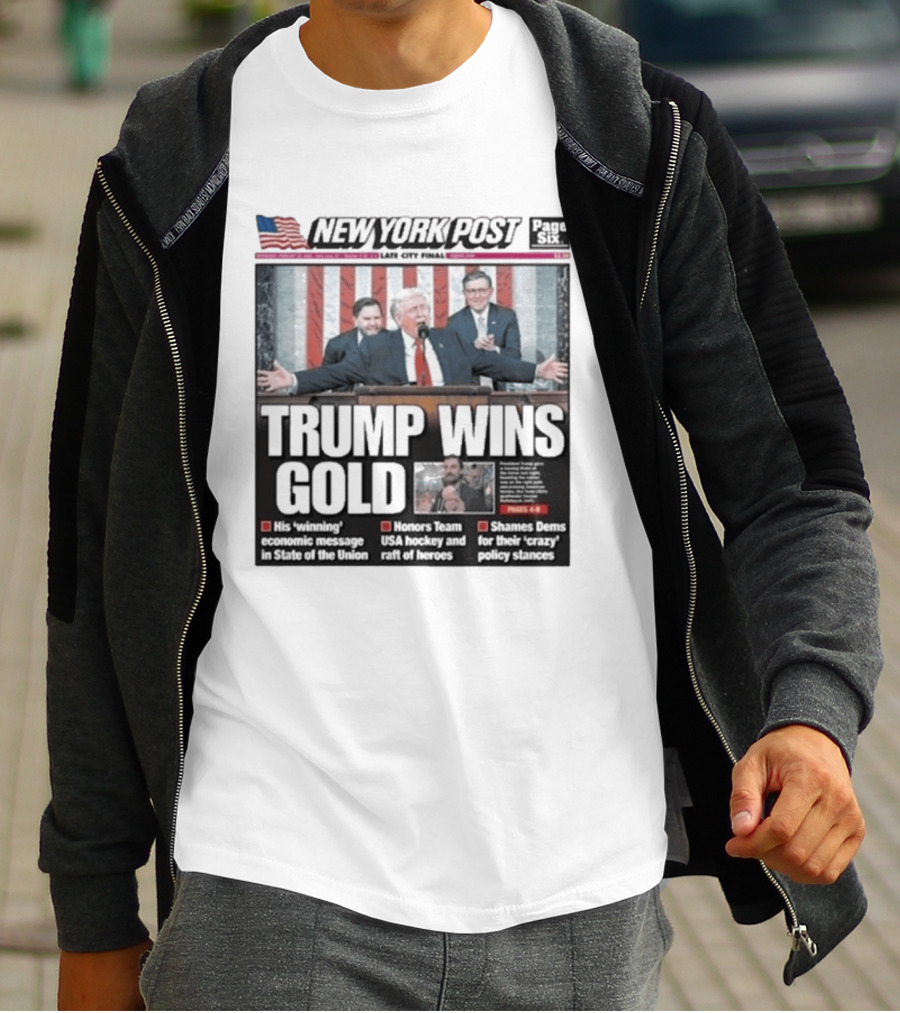 New York Post Trump Wins Gold State Of The Union Team USA Hockey T-Shirt